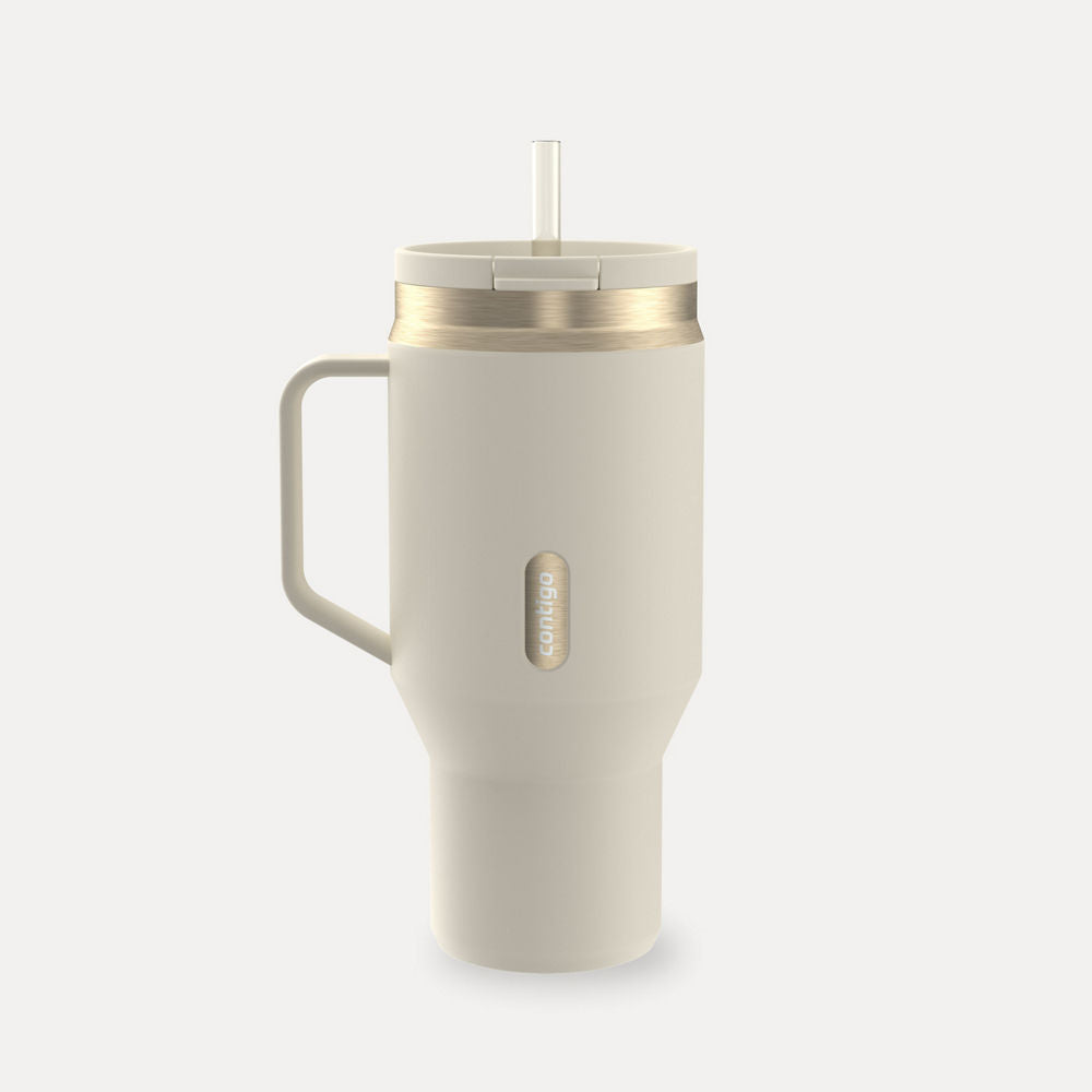 30 oz SnapSealT Tumbler (w/ Straw & Handle) - Oatmilk Champagne